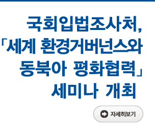 국회입법조사처,「세계 환경거버넌스와 동북아 평화협력」세미나 개최 자세히보기
