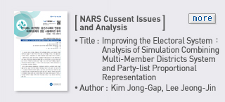 NARS Current Issues and Analysis - TItle: Improving the Electoral System Analysis of Simulation Combining Multi-Member Districts System and Party-list Proportional Representation, Author: Kim Jong-Kap,Lee Jung-Jin Read more
